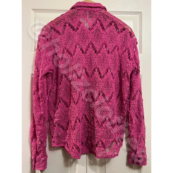 Free People NWOT Until Sundown Lace Button Down Shirt S - Picture 13 of 15